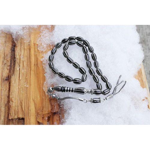 Oltu Taşı Beyzi Model Sekizli Karpuz İşlemeli Tespih