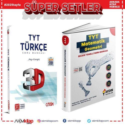 3D TYT Türkçe ve Aydın Matematik Geometri Beceri Temelli Soru Bankası Seti 2 Kitap