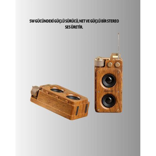 Klasik Görünümlü Bluetooth Hoparlör 360 Derece Stereo Ve Fm Radyo