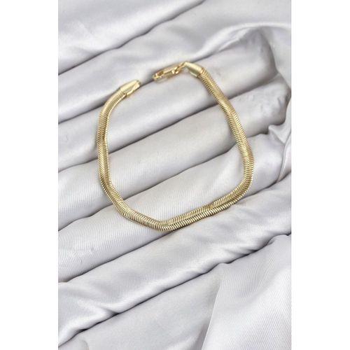 CM Yassı Yılan Zincir Model Gold Renk Pirinç Kadın Bileklik