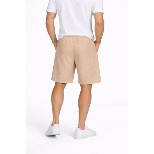 Erkek Pötikareli Şort – Beli Lastikli Bağcıklı, Cepli, Rahat Kesim Günlük Yazlık Şort - Bej