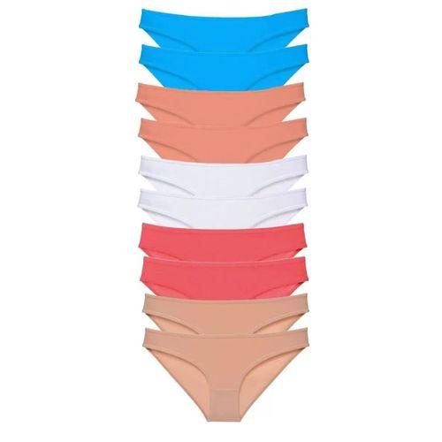 10 Adet Süper Eko Set Likralı Kadın Slip Ten Beyaz Pudra Fuşya Mavi