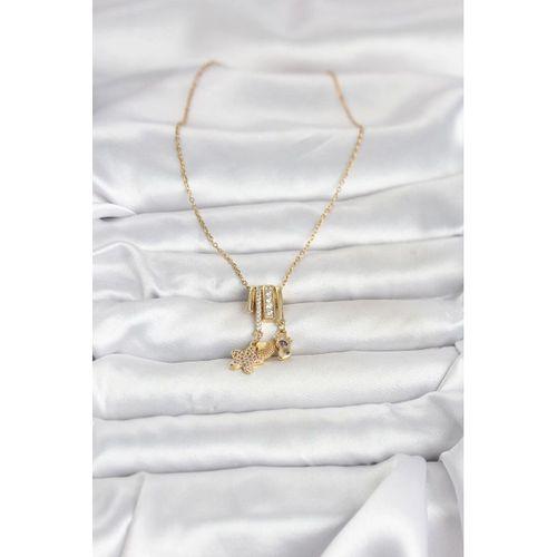 316L Çelik Gold Zirkon Taşlı Deniz Tema Charmlı Kadın Kolye