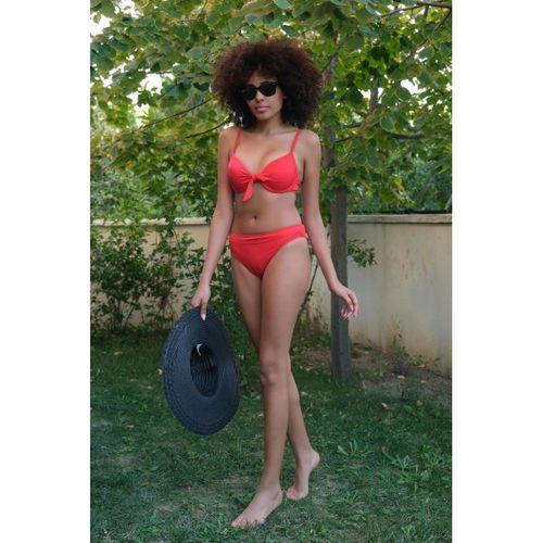 Kadın Destekli Fiyonklu Alt Üst Kırmızı Bikini Takım