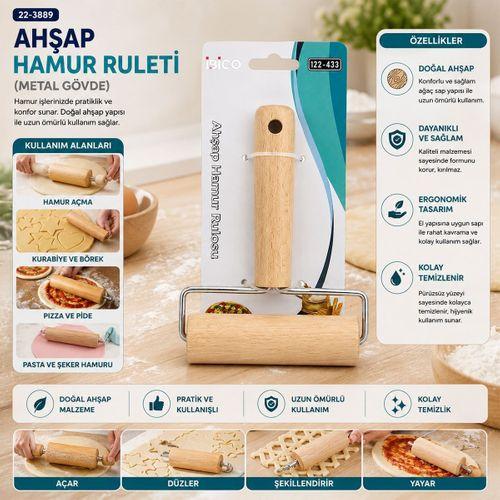 Ahşap Saplı Metal Hamur Ruleti