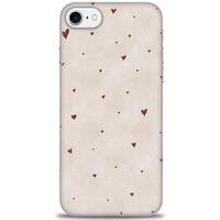 iPhone 8 Kılıf HD Baskılı Kılıf - Kahve Kalpler + Tam Ekran Koruyucu