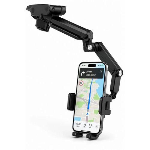 Araç İçi Dikiz Aynası Telefon Tutucu 360° Döner Ayarlanabilir Katlanabilir