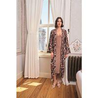 Yaprak Desenli Yırtmaçlı Dantelli Ve Dekolteli Sabahlık Takımı