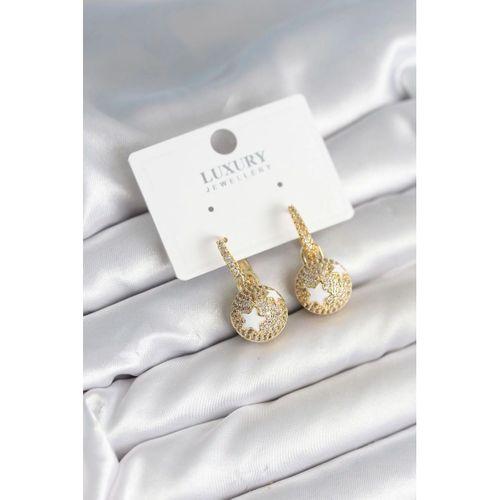Top Yıldız Model Zirkon Taşlı Kadın Küpe