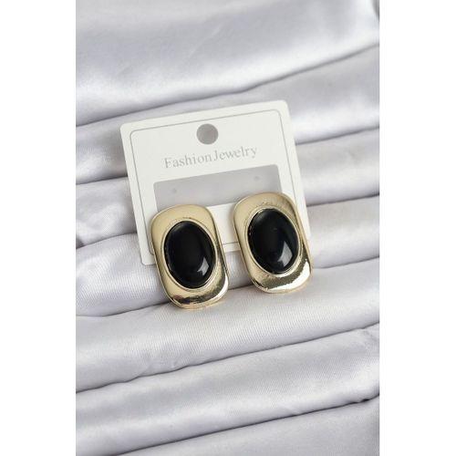 Siyah Renk Kare Model Vintage Kadın Küpe