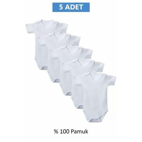 Beyaz Yarım Kol Body Zıbın 7-12 YAŞ Çocuklar İçin (5 ADET) Alttan Çıtçıtlı Özel Gereksinimli