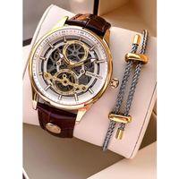 Raymond Nişan Ve Damatlara Özel Deri Kordon 2 Yıl Garantili Otomatik Erkek Kol Saati+Bileklik RMD.M9