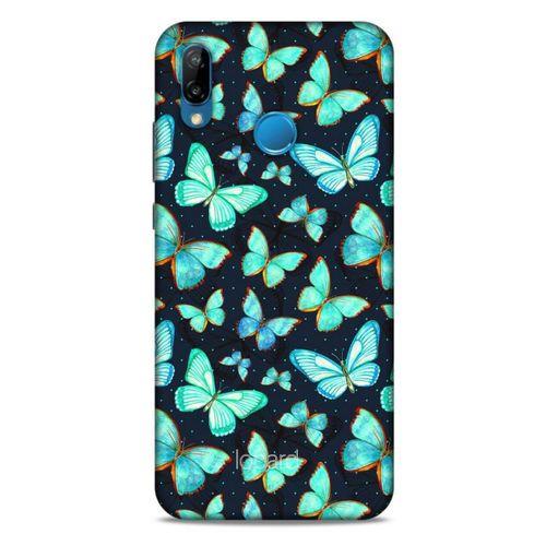 Huawei P20 Lite Kılıf Kelebek Etkisi (12) Koruyucu Silikon Beyaz Mavi