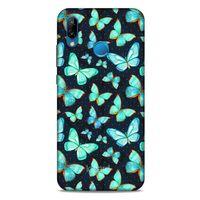 Huawei P20 Lite Kılıf Kelebek Etkisi (12) Koruyucu Silikon Beyaz Mavi