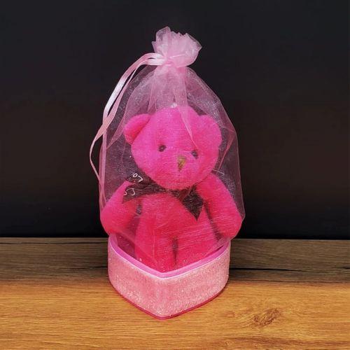 Hediyelik Pembe Tül Kese Ve Ayıcık