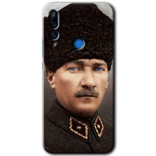 Huawei Y9 Prime 2019 Kılıf Baskılı Kapak - Başkomutan Atatürk + 5D Tam Kaplayan Cam