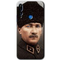 Huawei Y9 Prime 2019 Kılıf Baskılı Kapak - Başkomutan Atatürk + 5D Tam Kaplayan Cam