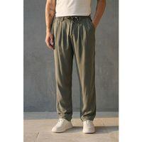 Magnus Tensel Kumaş Relaxed Fit Beli Lastikli Yazlık Erkek Pantolon - Çam Yeşili