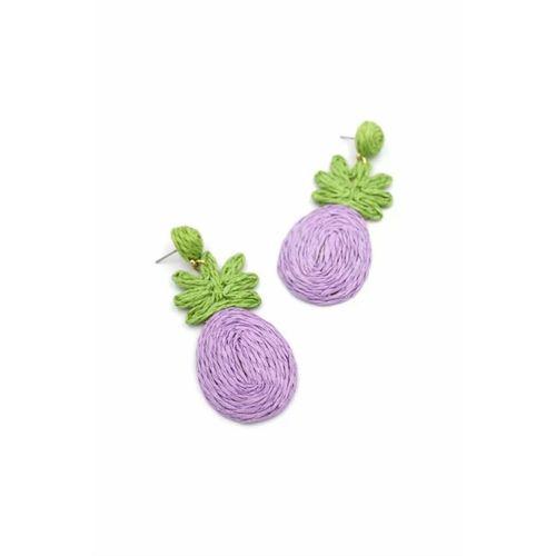 Ananas Hasır Küpe - Mor