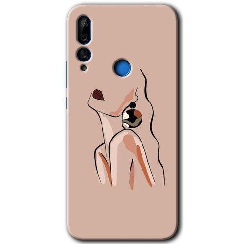 Huawei Y9 Prime 2019 Kılıf Baskılı Kapak - Çizim Silüet + 5D Tam Kaplayan Cam