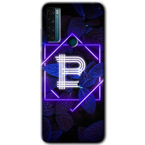 TCL 20 SE Kılıf HD Desen Baskılı Arka Kapak - Dark Neon Yaprak B Harfi