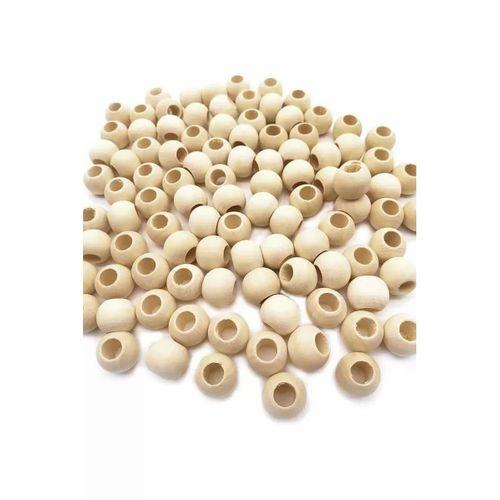 100 Gr (100 Adet) Ahşap Boncuk 15 mm çap x 10 mm Delik Doğal Yuvarlak Ahşap Makrome El İşi Çanta
