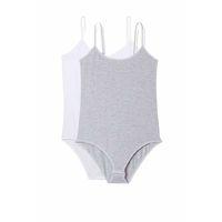 2 Adet İp Askılı Kadın Çıtçıtlı Body Beyaz ve Gri