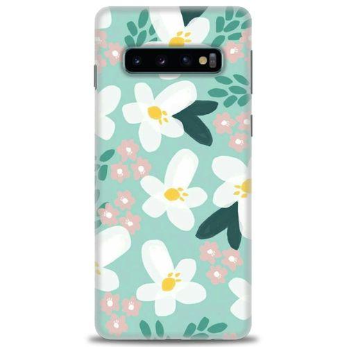 Samsung Galaxy S10 Kılıf HD Baskılı Kılıf - Pembe Beyaz Papatyalar + Tam Ekran Koruyucu