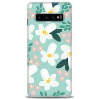 Samsung Galaxy S10 Kılıf HD Baskılı Kılıf - Pembe Beyaz Papatyalar + Tam Ekran Koruyucu