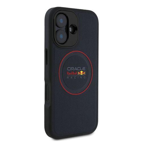 Apple iPhone 16 Plus Kılıf Redbull Orjinal Lisanslı M-safe Şarj Özellikli Kırmızı Halka ve Logo Kabartmalı PU Deri Kapak