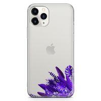 Apple iPhone 11 Pro Max Kılıf Mor Yapraklar Arka Kapak Koruma Desenli Full Koruyucu