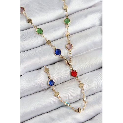 Pirinç Renkli Zirkon Taşlı Model Gold Renk Kadın Y Kolye