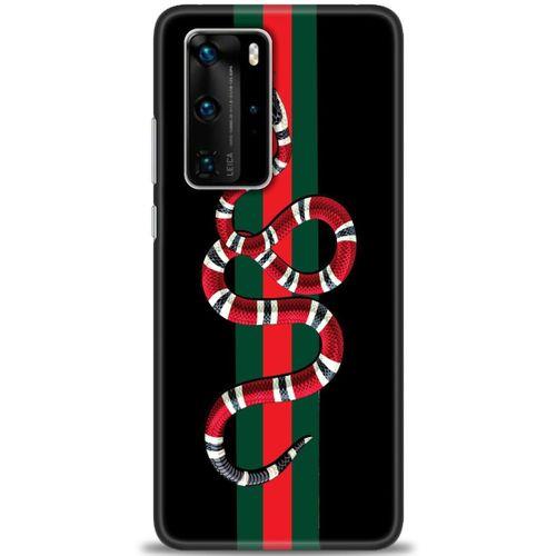 Huawei P40 Pro Kılıf HD Baskılı Kılıf - Kırmızı Yeşil Yılan + Tam Ekran Koruyucu
