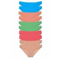 10 adet Süper Eko Set Likralı Kadın Slip Ten Pudra Yeşil Fuşya Mavi