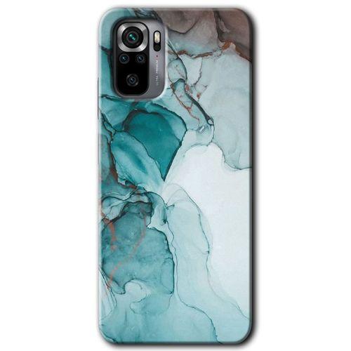 MRCİLETİSİM Xiaomi Redmi Note 10 Kılıf Baskılı Kapak - Buzul Mermer + 5D Tam Kaplayan Cam
