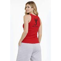 Fitilli Atlet Sıfır Yaka Slim Fit Arka Baskılı Spor Atlet - Kırmızı