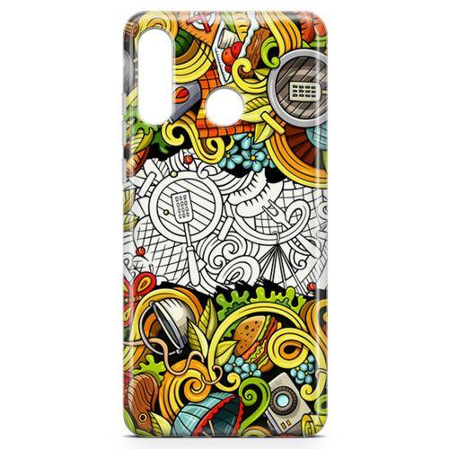 Huawei Nova 4e Kılıf Piknik Doodle Arka Kapak Koruma Desenli Full Koruyucu