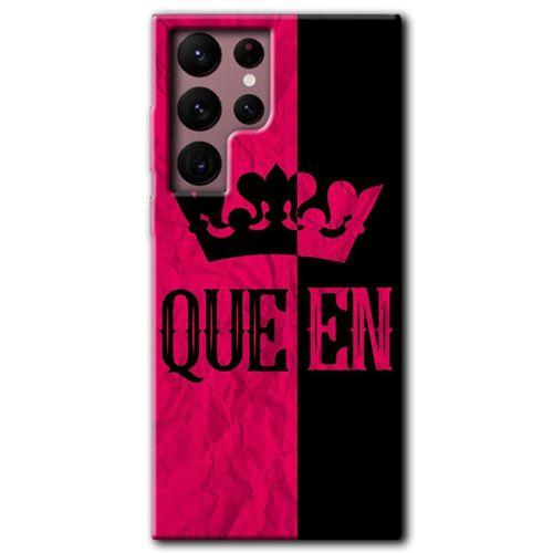 MRCİLETİSİM Samsung Galaxy S22 Ultra Kılıf HD Desen Baskılı Arka Kapak + Temperli Cam - Queen