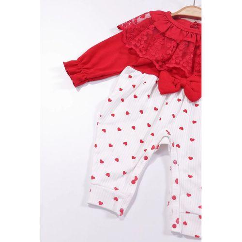 Dantel Yaka Kız Bebek Tulumu % 100 Pamuk