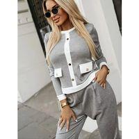 Kadın Uzun Kollu Bisiklet Yaka önden Düğmeli şardonlu Kaşkorse Bluz Ve Pantolon Ikili Takım