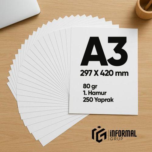 İnformal Fotokopi Kağıdı Premium Kalite A3 70 gr 250 Yaprak 1 Hamur