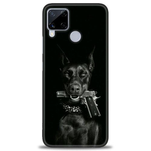 Realme C15 Kılıf HD Baskılı Kılıf - Tabanca ve Köpek + Tam Ekran Koruyucu