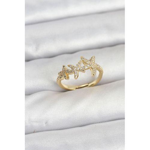 Pirinç Yıldız Model Gold Renk Kadın Yüzük