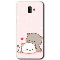 MRCİLETİSİM Samsung Galaxy J6 Plus Kılıf Baskılı Kapak - Kedi Aşkı + 5D Tam Kaplayan Cam