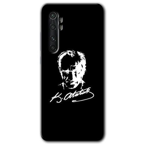 Xiaomi Mi Note 10 Lite Kılıf HD Desen Baskılı Arka Kapak - Atatürk Silüet İmza