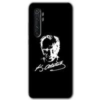 Xiaomi Mi Note 10 Lite Kılıf HD Desen Baskılı Arka Kapak - Atatürk Silüet İmza