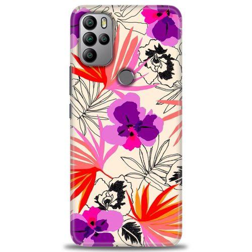 General Mobile GM 21 Pro Kılıf HD Baskılı Kılıf - Kırmızı Mor Çiçekler + Tam Ekran Koruyucu
