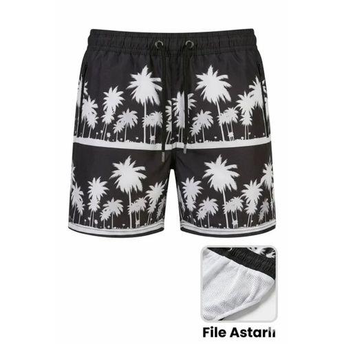 Erkek Deniz Şortu Fermuarlı Cepli File Astarlı Hızlı Kuruyan Premium - Siyah