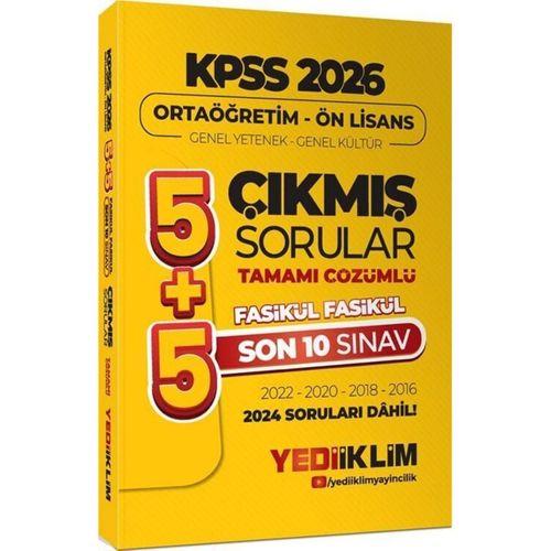 2026 KPSS Ortaöğretim Önlisans Genel Yetenek Genel Kültür Tamamı Çözümlü Son 10 Sınav Fasikül Fasikül Çıkmış Yediiklim Yayınları