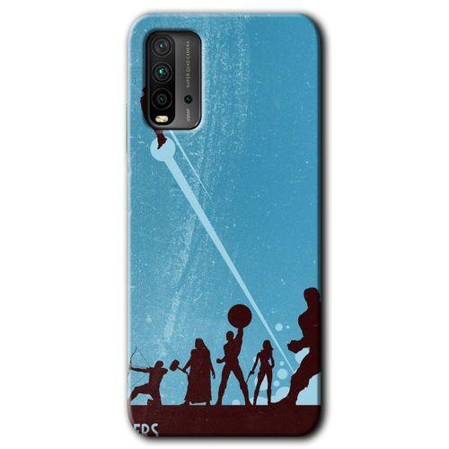 Xiaomi Redmi 9T Kılıf HD Desen Baskılı Arka Kapak + Temperli Cam - Avengers Team